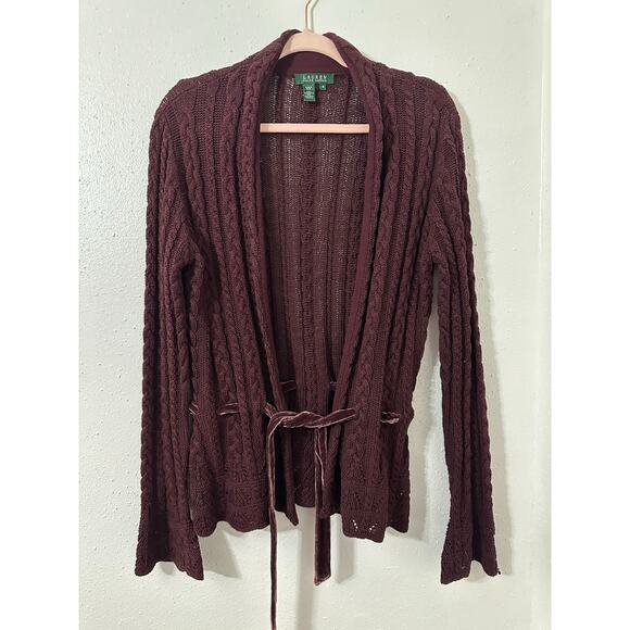 Lauren Ralph Lauren cable knit cardigan M - Picture 1 of 8